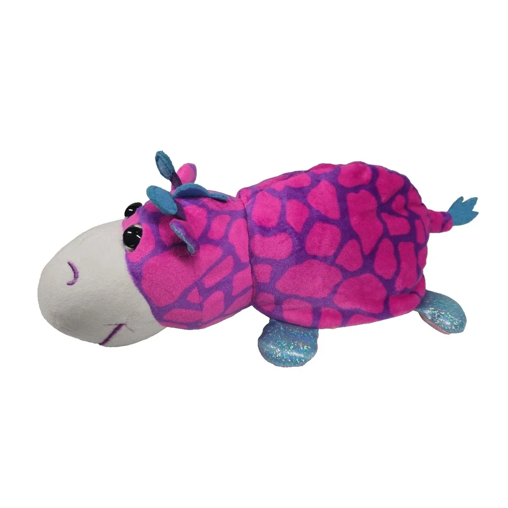Flip A Zoo 2017 Reversible Purple Stuffed Plush Sequined Hippo Giraffe 14 Inch